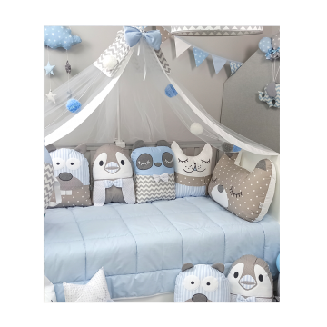 Baby Star Σετ προίκας κρεβατιού Tiny Friends Σιέλ 3τμχ